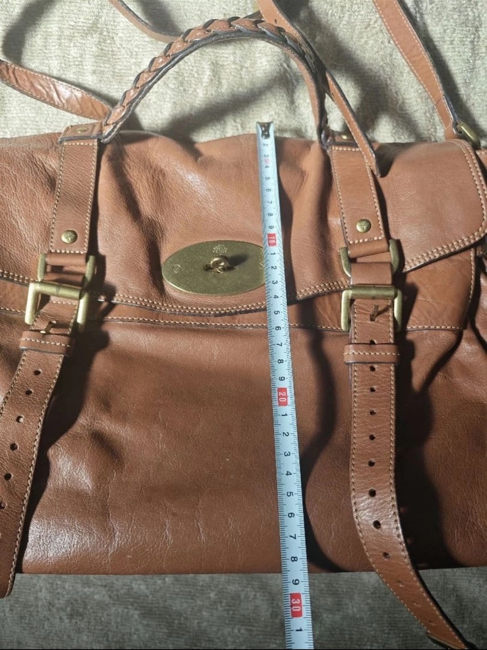 Mulberry Tan Leather Satchel with Brass Hardware - Picture 15 of 16